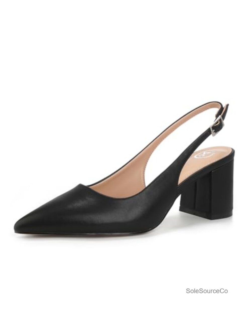 Slingback Block Heels for Women Pointed Closed Toe Chunky Heels Pumps Shoes